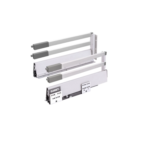 GametBOX wysoki z 2  relingami kwadratowymi szary/biały 23, wysokość 218 mm, głębokość 500 mm